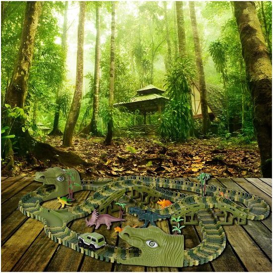 Autodráha s autíčkem na baterie a dinosaury 240 dílků Dino Track