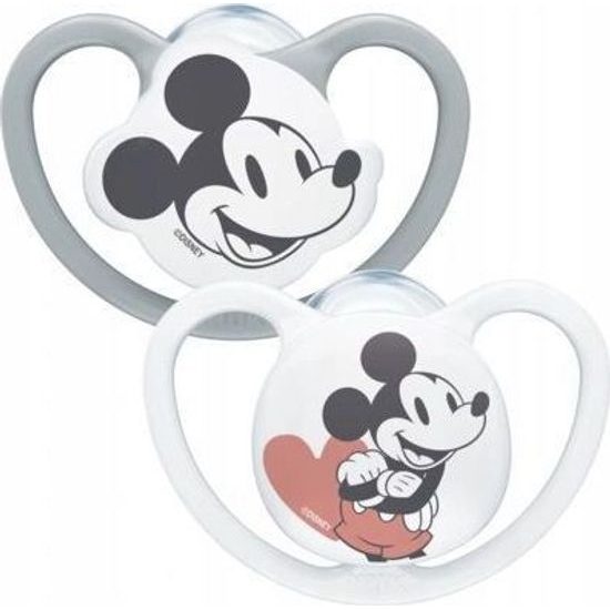 Nuk Uklidňující silikonový dudlík Space Minnie, Mickey 6-18m, 2ks