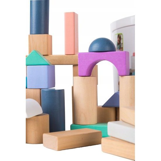 Ecotoys sada dřevěných kostek 50 ks v boxu NEO