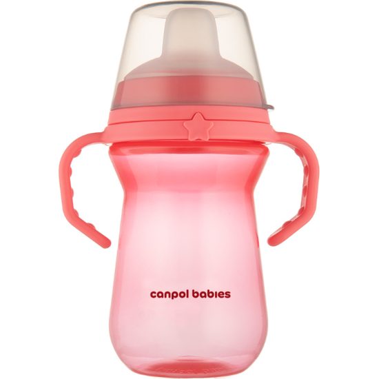 CANPOL babies Hrneček se silikonovým pítkem FirstCup 250ml růžový
