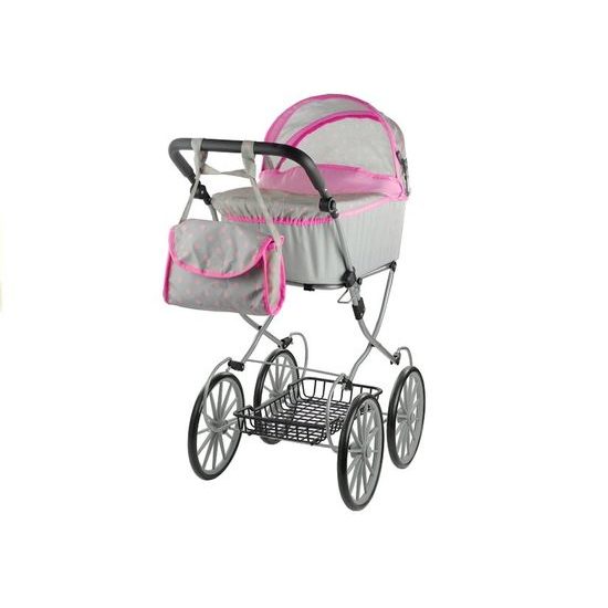 Kočárek pro panenky Alice Retro béžovo-růžový