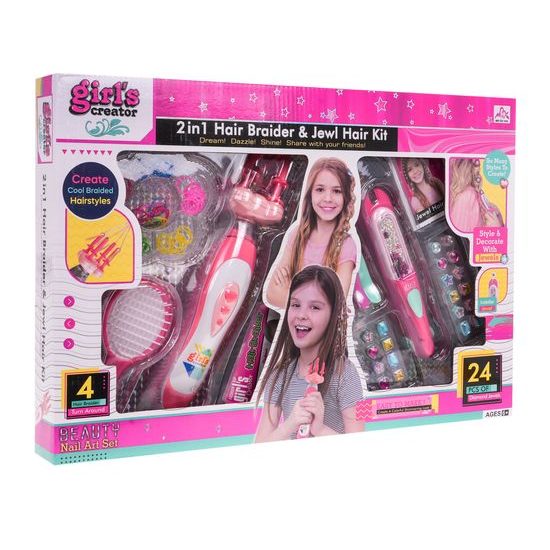 Dětská sada na výrobu copánků s bižuterií Hair Braider