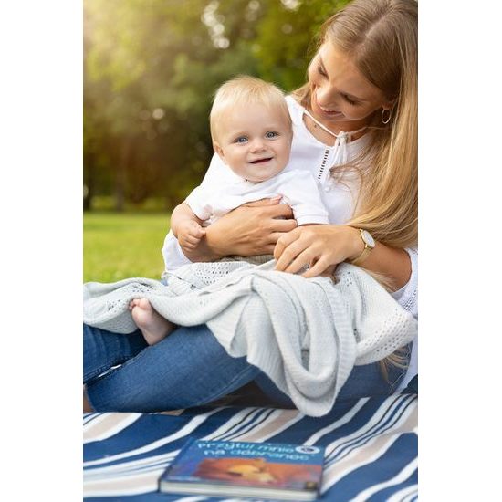 Sensillo Dětská pletená bambusová deka do kočárku 100x80 cm šedá