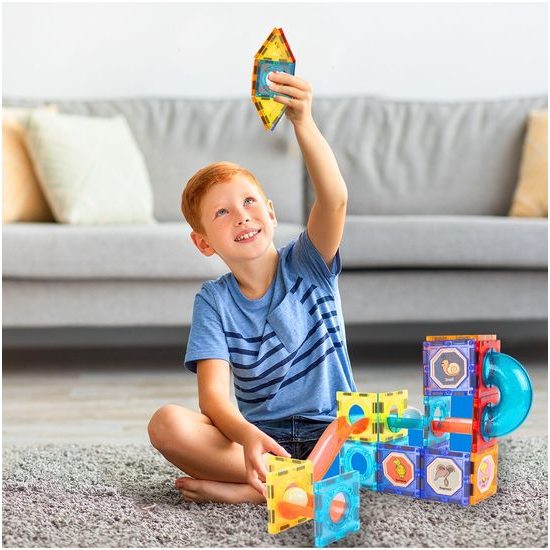 Magnetická svítící stavebnice se skluzavkou Light Magnetic 75 dílů