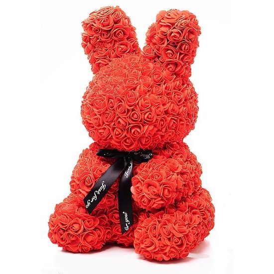Králíček z růží červený Rose Bunny 50 cm