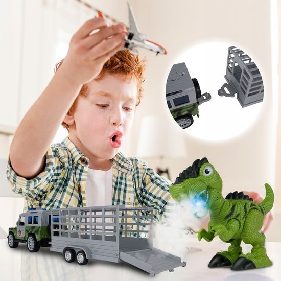 Terénní auto s dinosaurem, světly a zvuky Dino Car 1:20