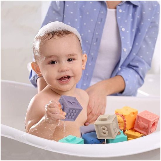 Senzorické kostky pro nejmenší Soft Building Blocks 12 kusů