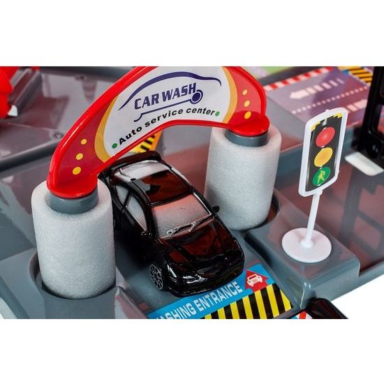 Parkovací garáž s výtahem, helikoptérou a 4 autíčky Driveway