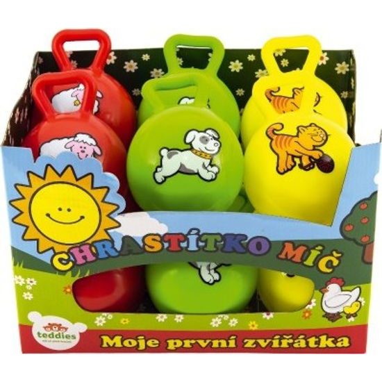 Chrastítko míč s úchytem, mix 3 barvy