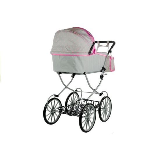 Kočárek pro panenky Alice Retro béžovo-růžový