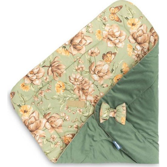 Dětská oboustranná zavinovačka zelená s květy 75x75 cm