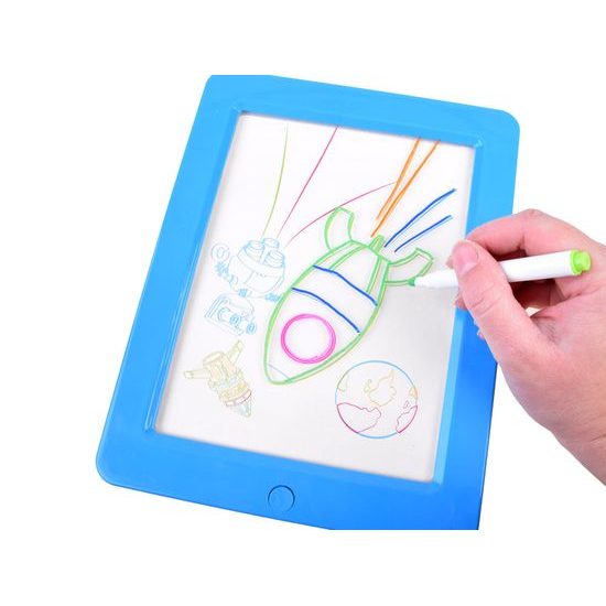Kreslící LED tabulka s 3D brýlema Glow Drawing modrá