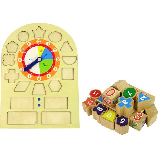 Dřevěné vzdělávací hodiny s kostkami