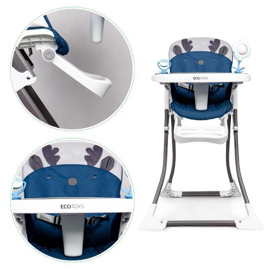 Ecotoys jídelní židlička 2v1 Sobík modrá
