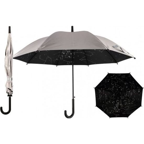 Vystřelovací Deštník hvězdná obloha - stříbrný