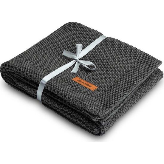 Sensillo dětská deka do kočárku pletená 100% bavlna grafitová
