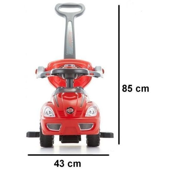 Odrážedlo Mega Car s vodící tyčí 3v1 červené
