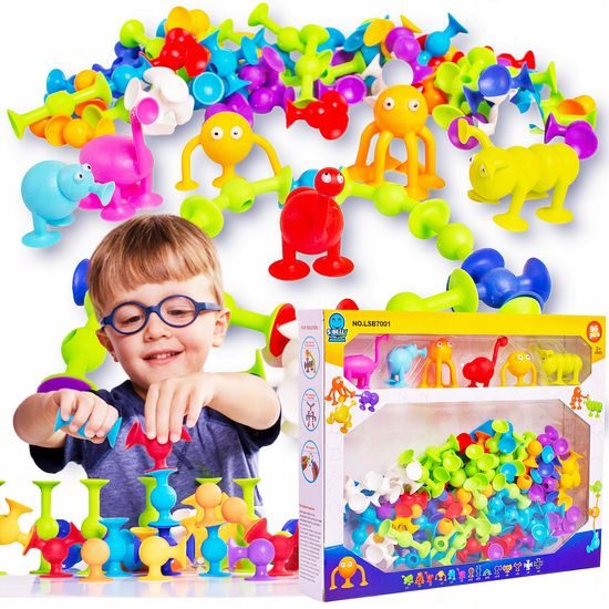 Dětské konstrukční přísavky se zvířátky 96 kusů