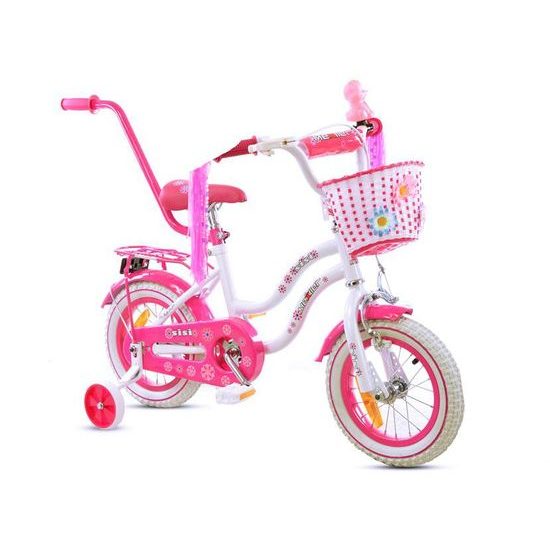 Mexller dětské kolo SISI 12" s vodící tyčí bílorůžové