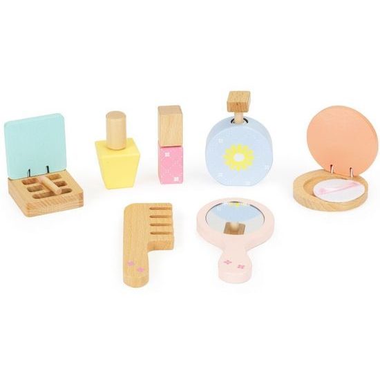 Ecotoys dřevěná kosmetická souprava Beauty Bag 7 součástí