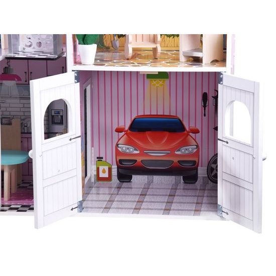 Dřevěný XXL domeček pro panenky s garáží rezidence Melinda