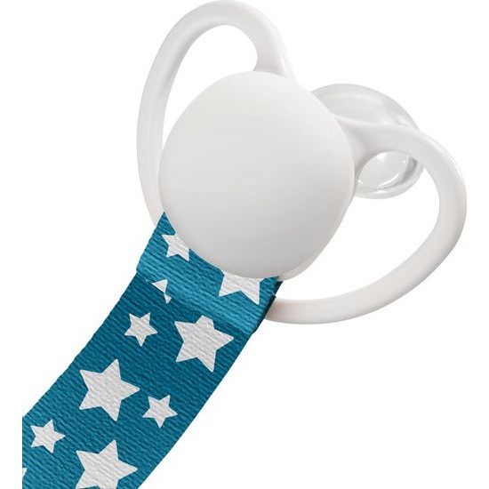 Stuha s klipem na dudlík, stříbrné hvězdy