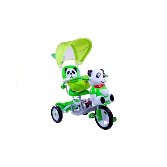 Dětská tříkolka s vodící tyčí Panda zelená