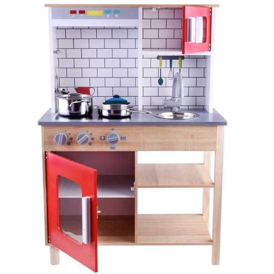 Dětská dřevěná kuchyňka s příslušenstvím Red Kitchen