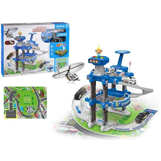 Parkovací garáž na baterie s autíčky a hrací podložkou Zero Parking