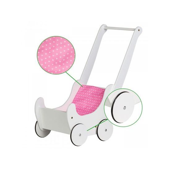 Ecotoys dětské dřevěné chodítko kočárek Bílé