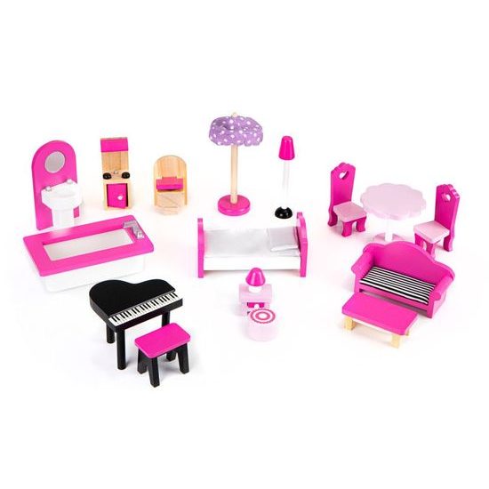 Ecotoys dřevěný domeček pro panenky s LED osvětlením Maryland