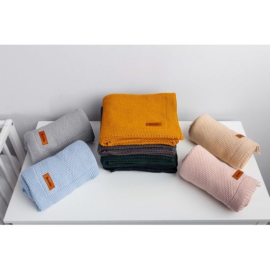 Sensillo dětská deka do kočárku pletená 100% bavlna šedá