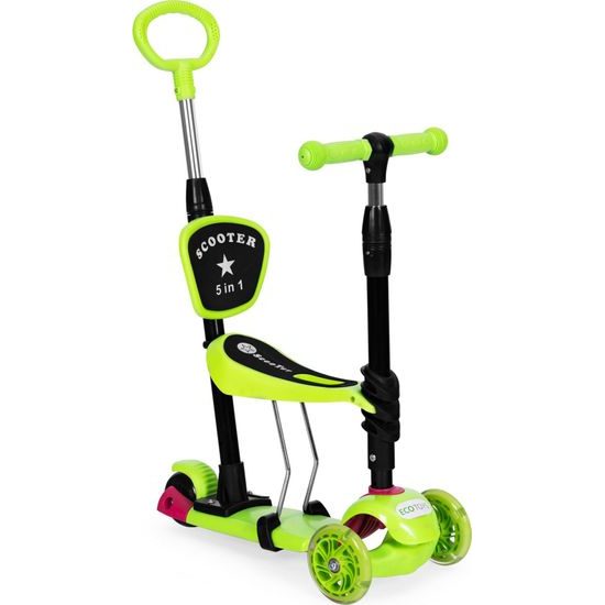 Ecotoys dětská koloběžka se svítícími koly Bedrunka zelená 5v1