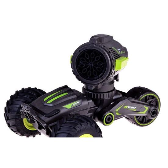 Kaskadérské autíčko na dálkové ovládání s bublifukem Stunt Car - černozelené