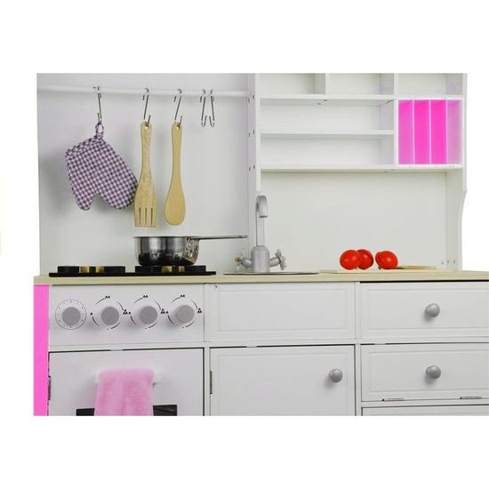 Dětská dřevěná kuchyňka růžovo-bílá