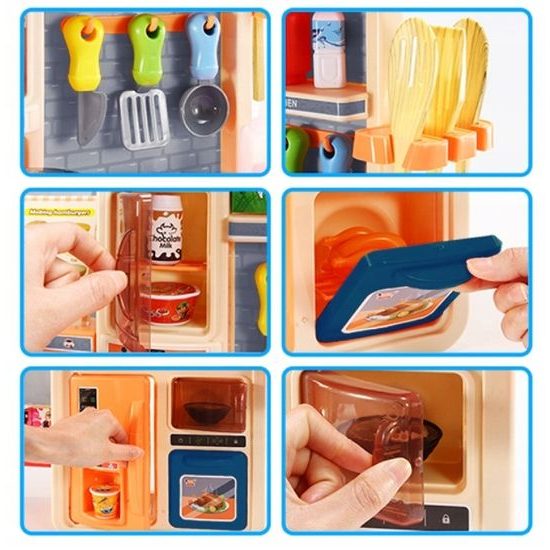 Dětská mini kuchyňka se zvuky a párou Little Chef- modrá