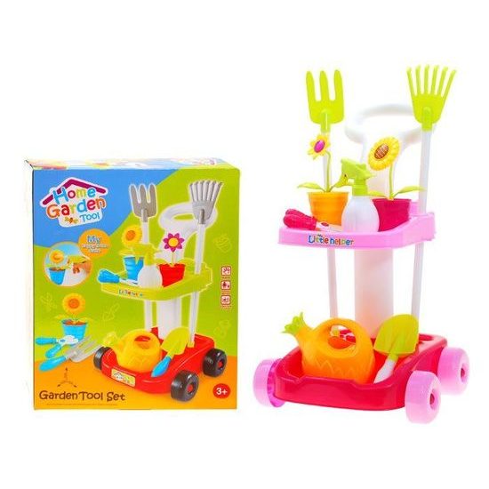 Majlo Toys dětský zahradní vozík s příslušenstvím Little Gardener růžový