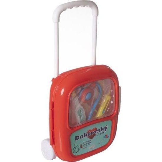 Sada doktor se stetoskopem na baterie v plastovém kufříku na kolečkách