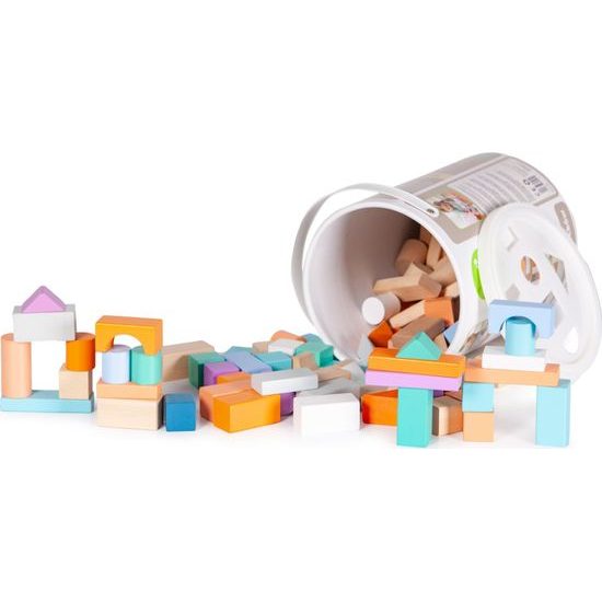 Ecotoys sada dřevěných kostek 100 ks v boxu