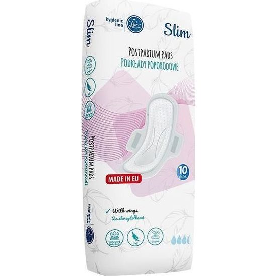 Jednorázové ultrasavé poporodní vložky s křidélky Akuku Slim 10 ks v balení - bílá