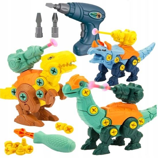 Šroubovací dinosauři s vrtačkou na baterie v kufříku