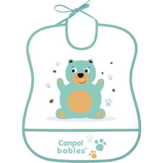 CANPOL babies Plastový bryndák měkký CUTE ANIMALS mátový medvídek