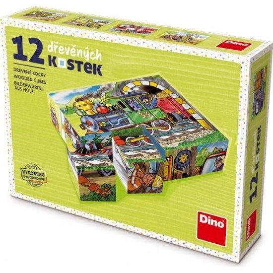 Dřevěné Kostky - Mašinka 12ks