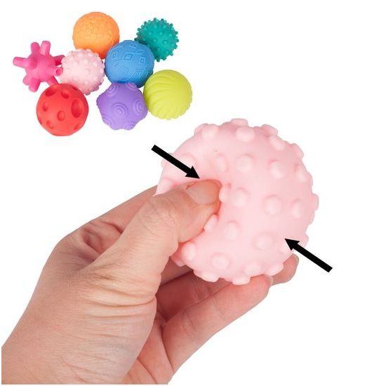 Senzorické míčky pro nejmenší Soft Rubber Ball 8 kusů