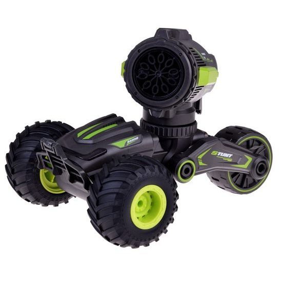 Kaskadérské autíčko na dálkové ovládání s bublifukem Stunt Car - černozelené