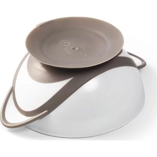 BABYONO Miska uzavíratelná s přísavkou a lžičkou - šedá 300 ml