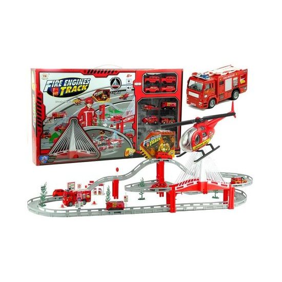 Požární centrum s dráhou, autíčky a helikoptérou