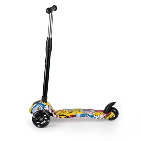 Ecotoys dětská koloběžka Graffiti černo-žlutá se svítícími koly