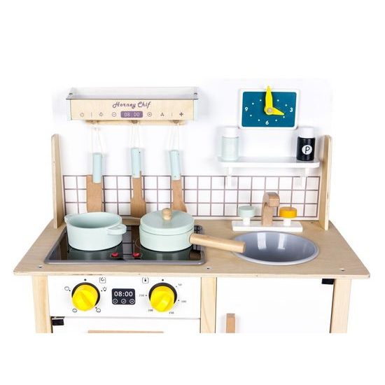 Ecotoys dětská dřevěná kuchyňka se zvuky a LED efekty Horney Chef