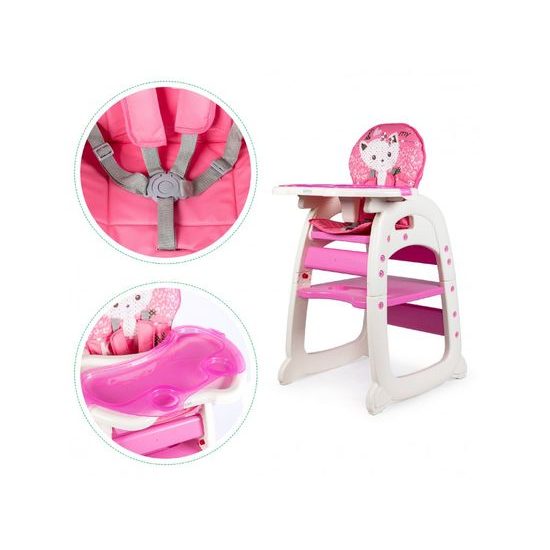 SMONTOVÁNO Ecotoys jídelní židlička 2v1 Kočička růžová